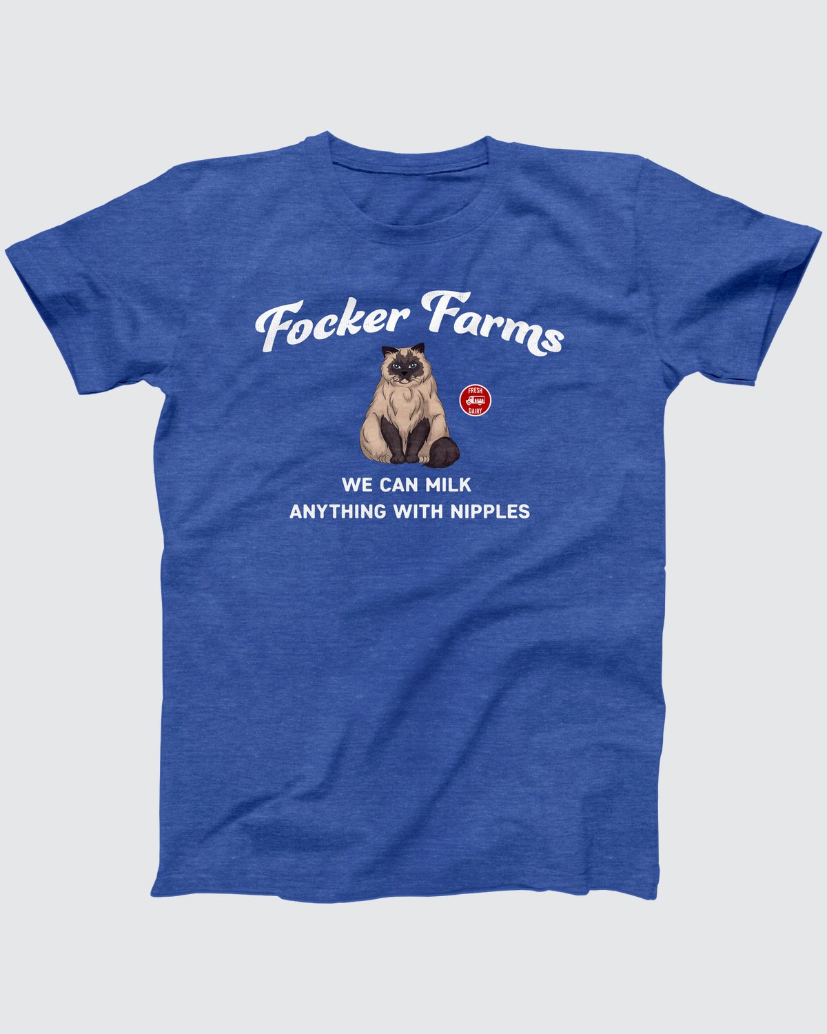 Focker Farms T-Shirt, flat lay on grey