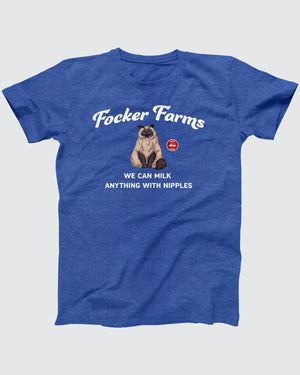 Focker Farms T-Shirt, flat lay on grey