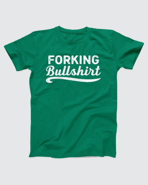 Forking Bullshirt T-Shirt, flat lay on grey