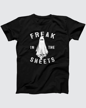 Freak in the Sheets T-Shirt, flat lay on grey