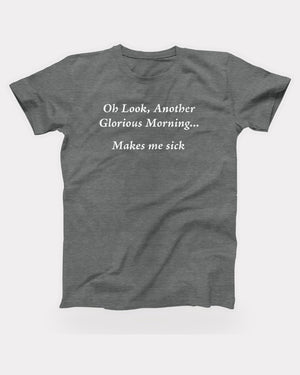 Another Glorious Morning T-Shirt in Deep Heather, flat lay on grey