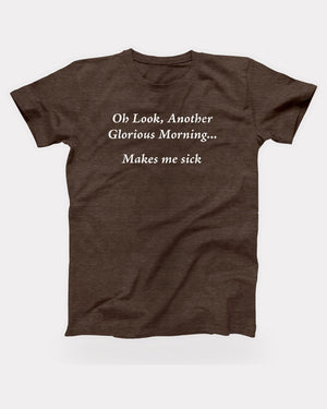 Another Glorious Morning T-Shirt in Heather Brown, flat lay on grey