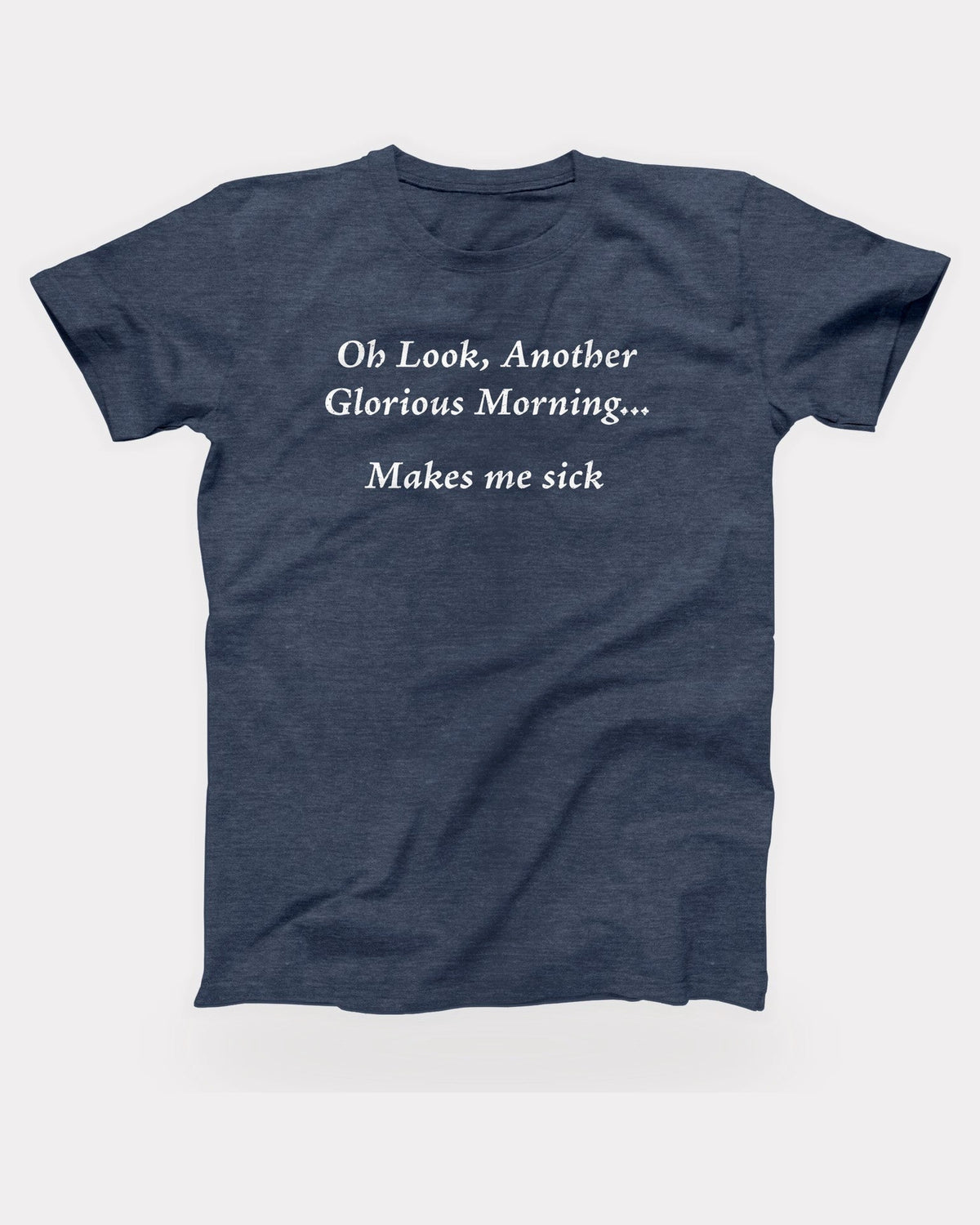 Another Glorious Morning T-Shirt in Heather Navy, flat lay on grey