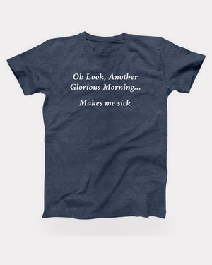 Another Glorious Morning T-Shirt in Heather Navy, flat lay on grey