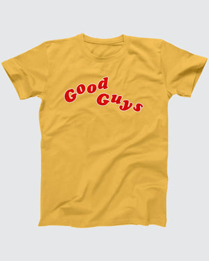 Good Guys T-Shirt, flat lay on grey