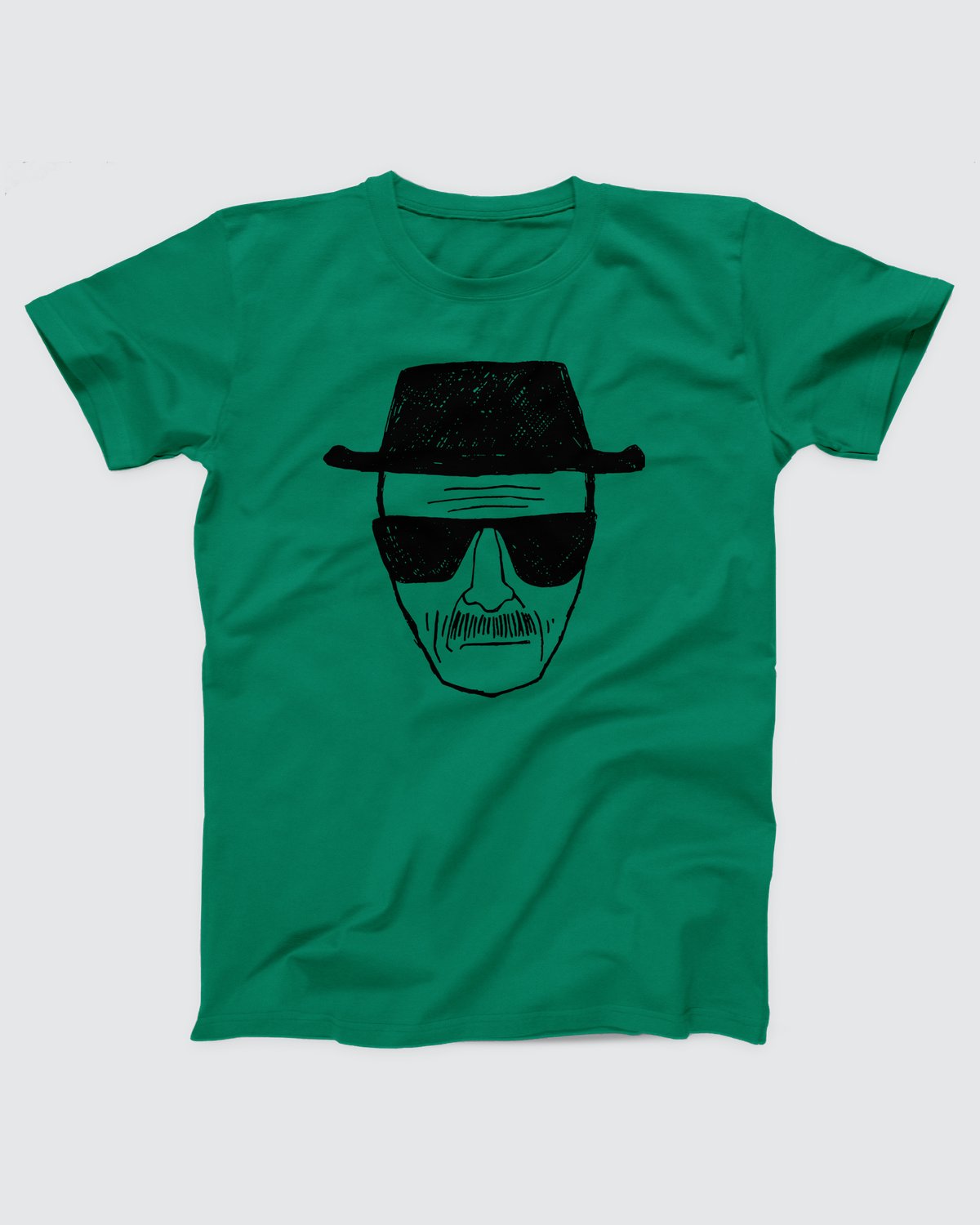 Heisenberg T-Shirt, flat lay on grey