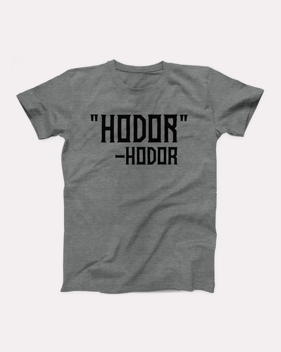 Hodor t-shirt in Deep Heather, flat lay on grey