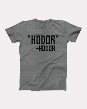 Hodor t-shirt in Deep Heather, flat lay on grey