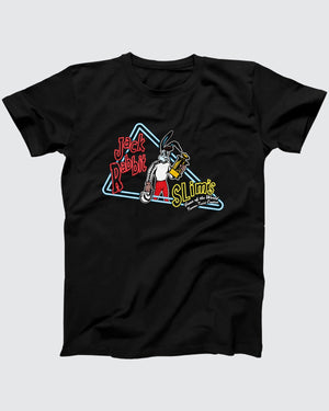 Jack Rabbit Slim's T-Shirt, flat lay on grey