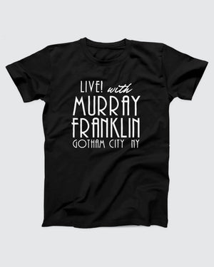 Murray Franklin Show T-Shirt, flat lay on grey