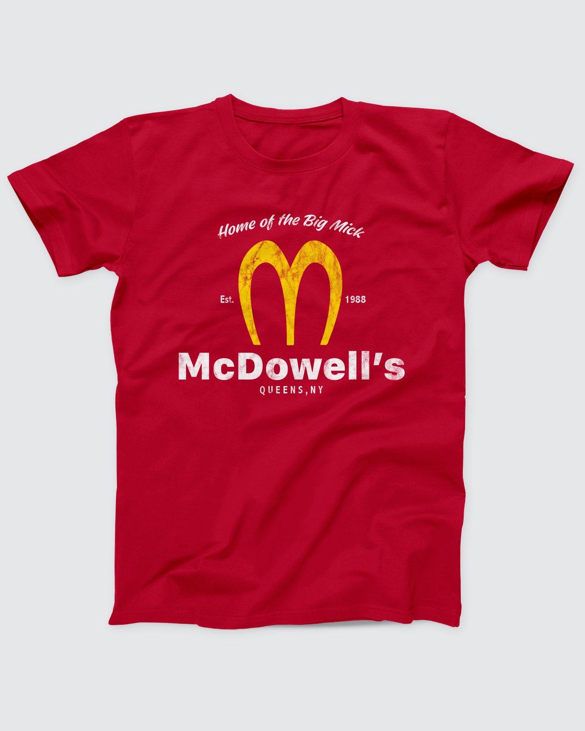 McDowell's T-Shirt, flat lay on grey