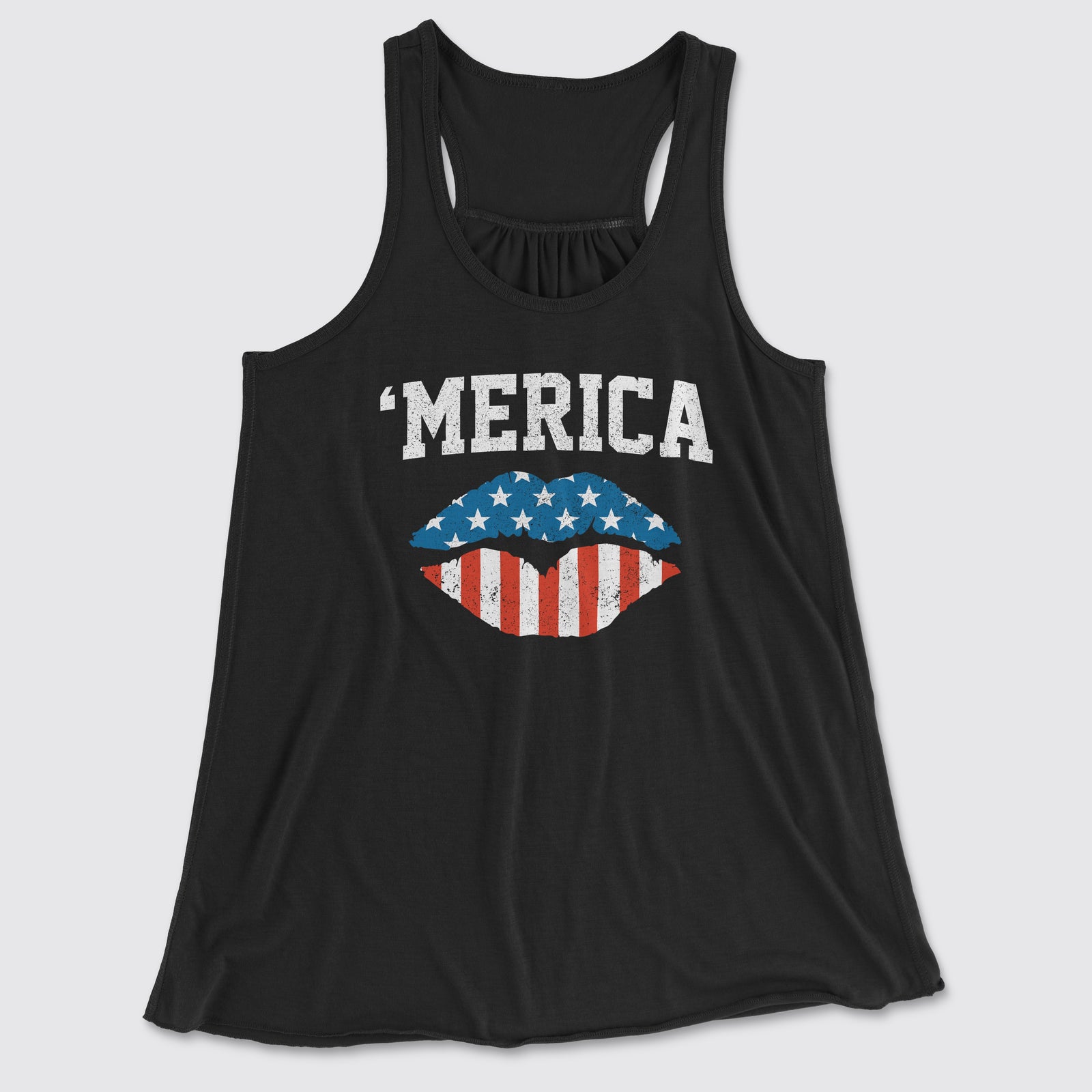 merica lips womens flowy tank top