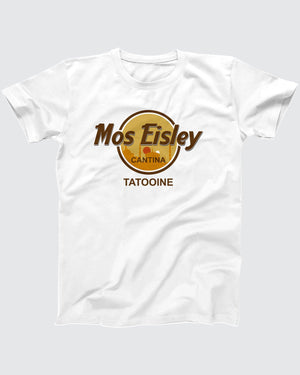Mos Eisley Cantina T-Shirt, flat lay on grey