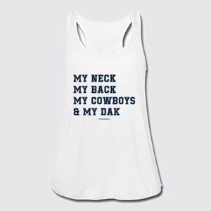 my cowboys my dak womens flowy tank top