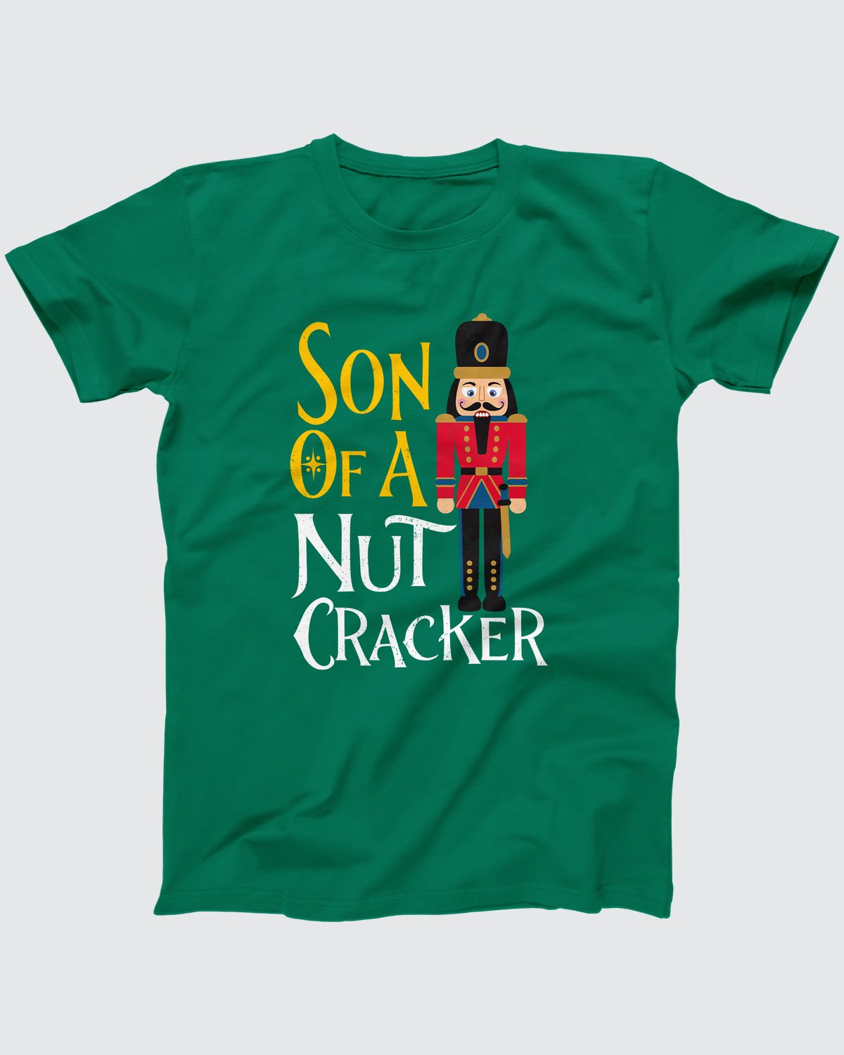 Son of a Nutcracker T-Shirt, flat lay on grey