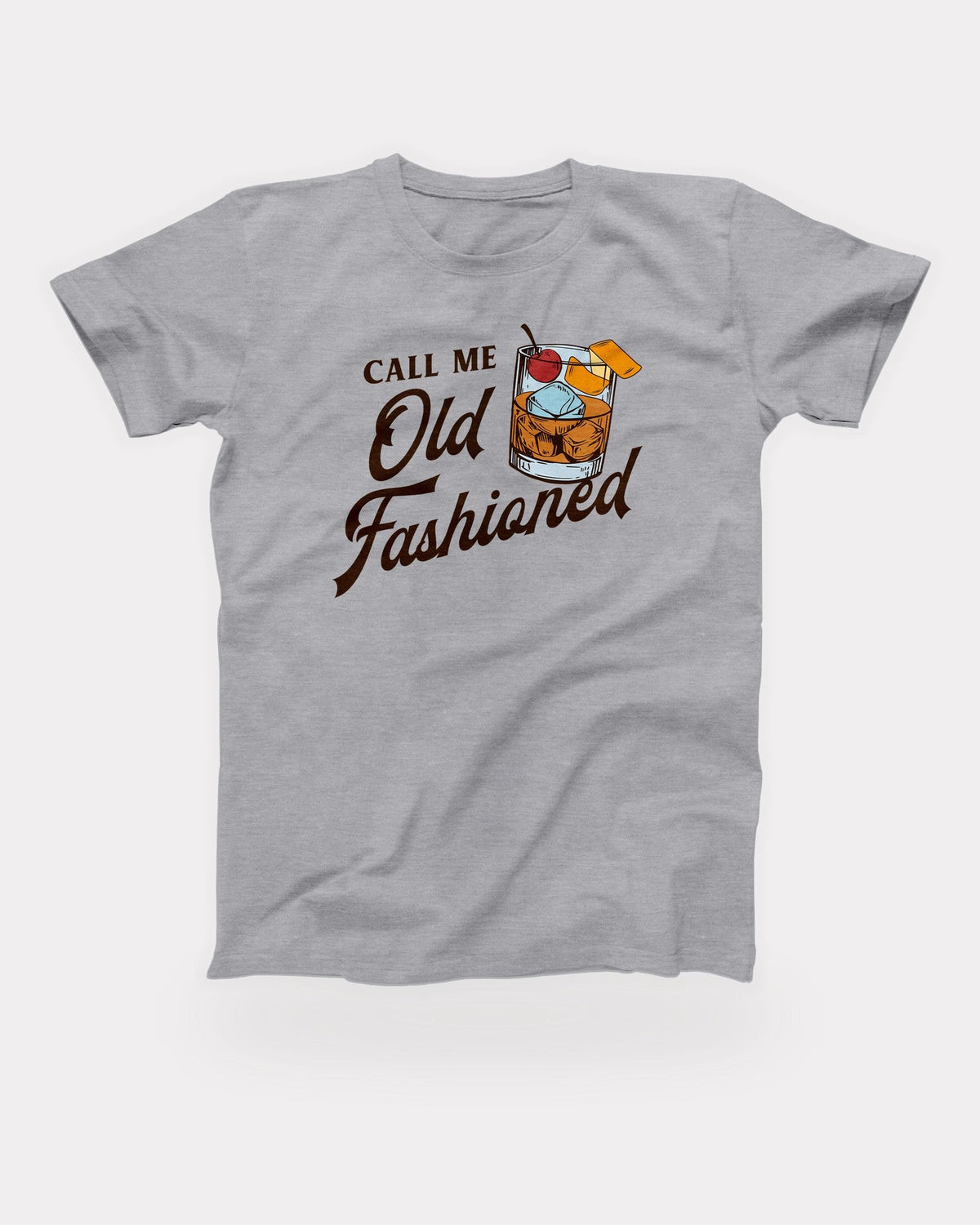 Call Me Old Fashioned T-Shirt in Athletic Heather, flat lay on grey