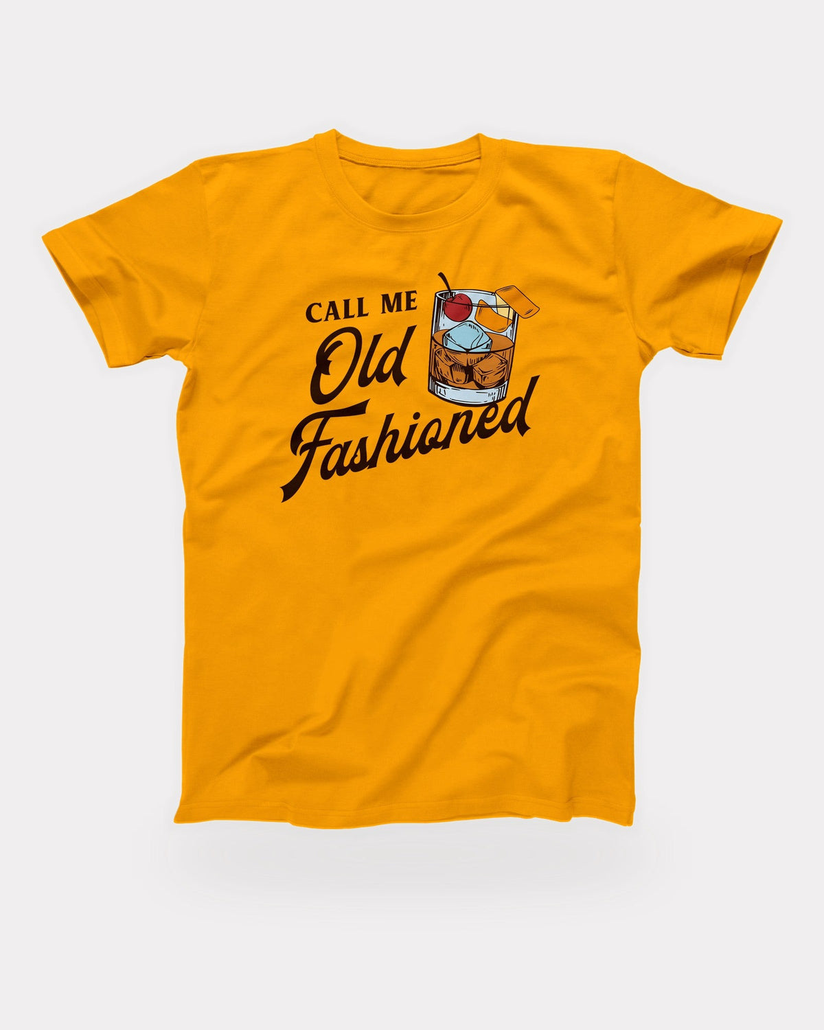Call Me Old Fashioned T-Shirt in Gold, flat lay on grey