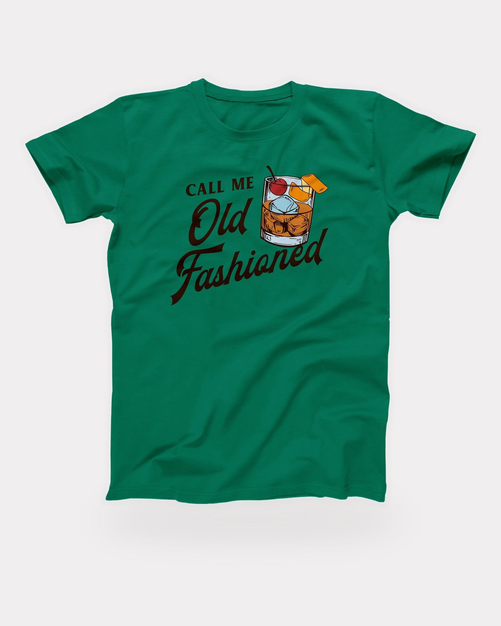 Call Me Old Fashioned T-Shirt in Kelly, flat lay on grey