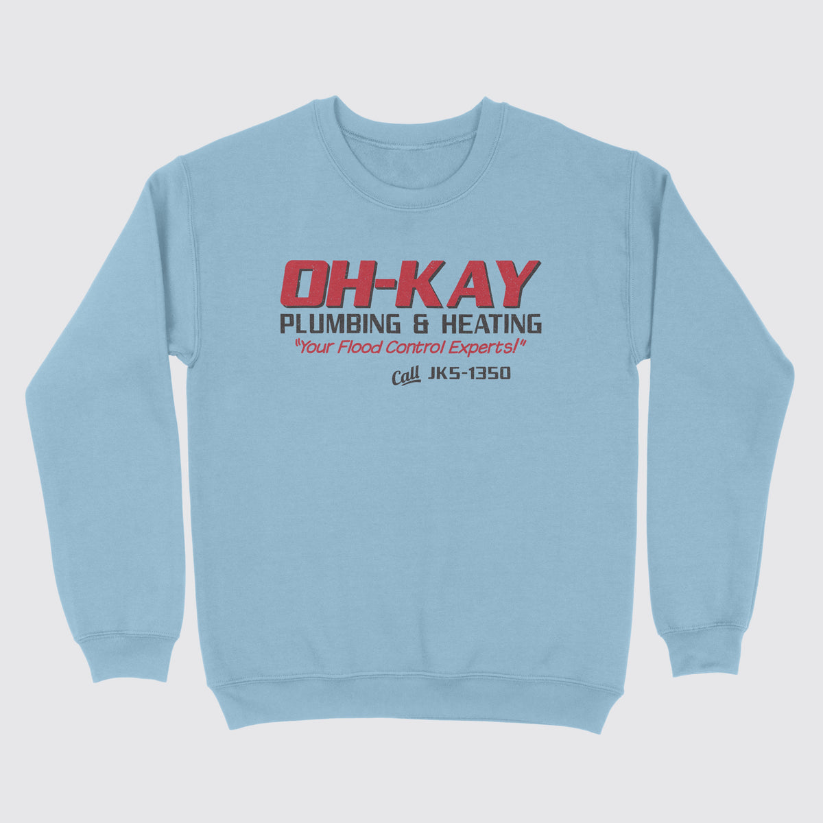 Oh-Kay Plumbing & Heating Ugly Sweater Light Blue
