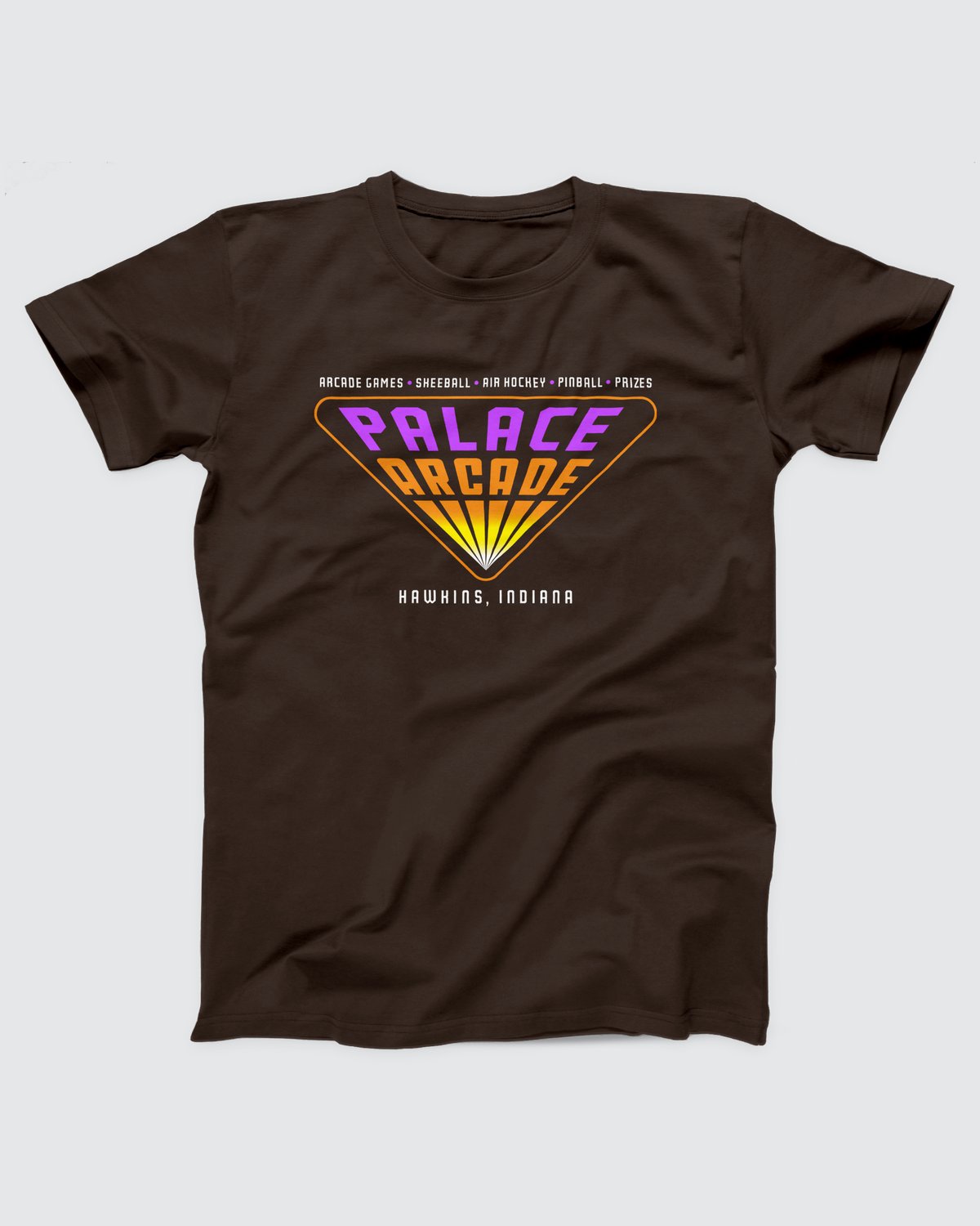 Palace Arcade T-Shirt, flat lay on grey