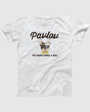 Pavlov's Dog t-shirt in Ash, flat lay on grey