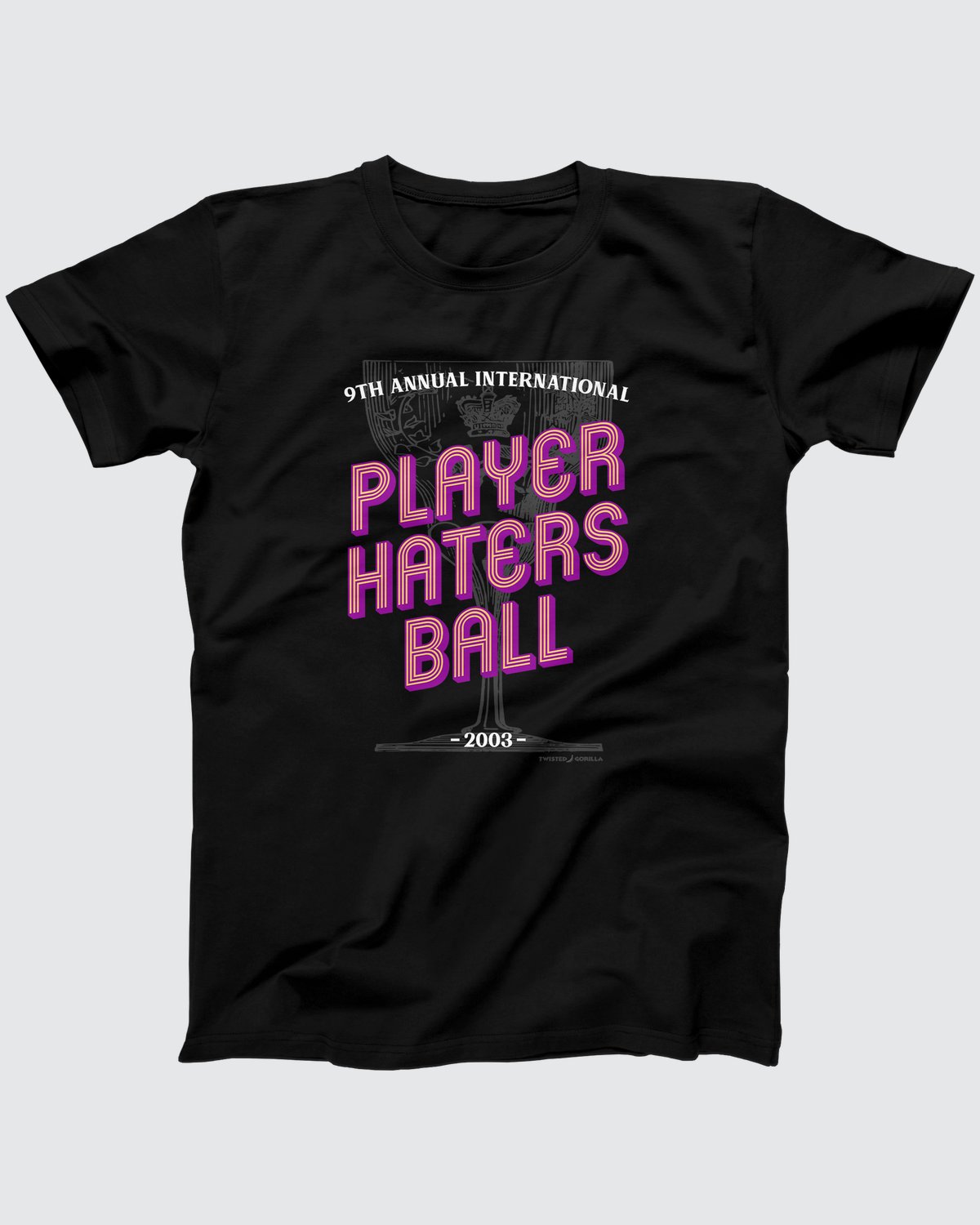 Player Haters Ball T-Shirt, flat lay on grey