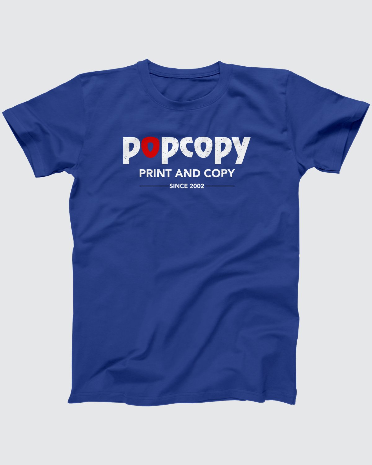 PopCopy T-Shirt, flat lay on grey