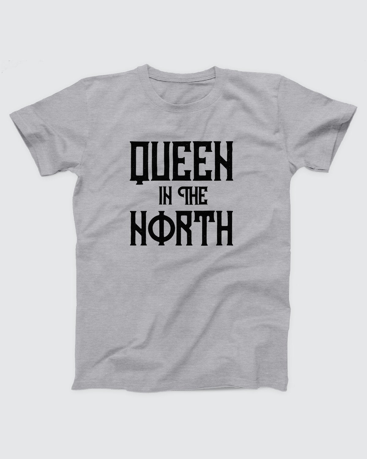 Queen in the North T-Shirt, flat lay on grey