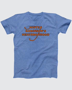 Mister Robinson's Neighborhood T-Shirt, flat lay on grey