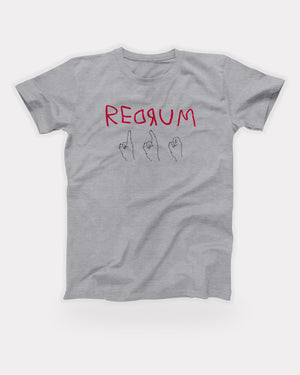 Red Rum T-Shirt in Athletic Heather, flat lay on grey