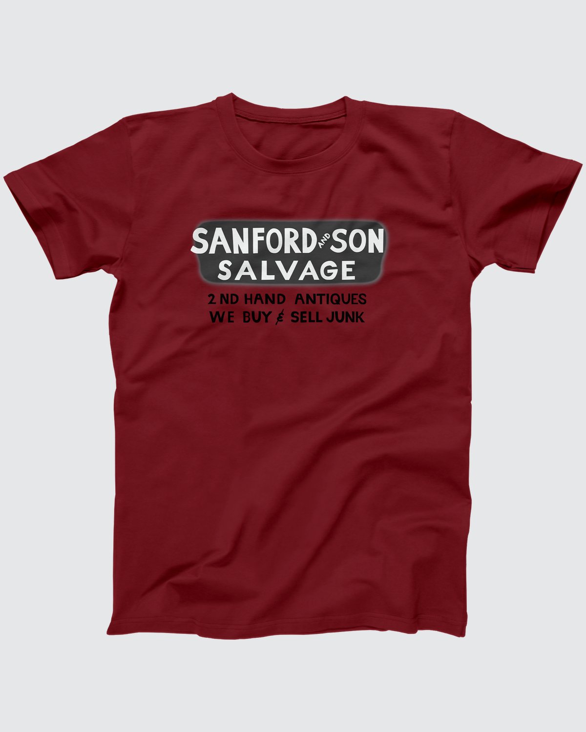 Sanford & Son Salvage T-Shirt, flat lay on grey