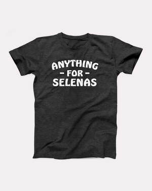 Anything for Selenas T-Shirt, flat lay, Dark Grey Heather