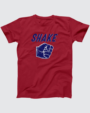 Shake T-Shirt, flat lay on grey