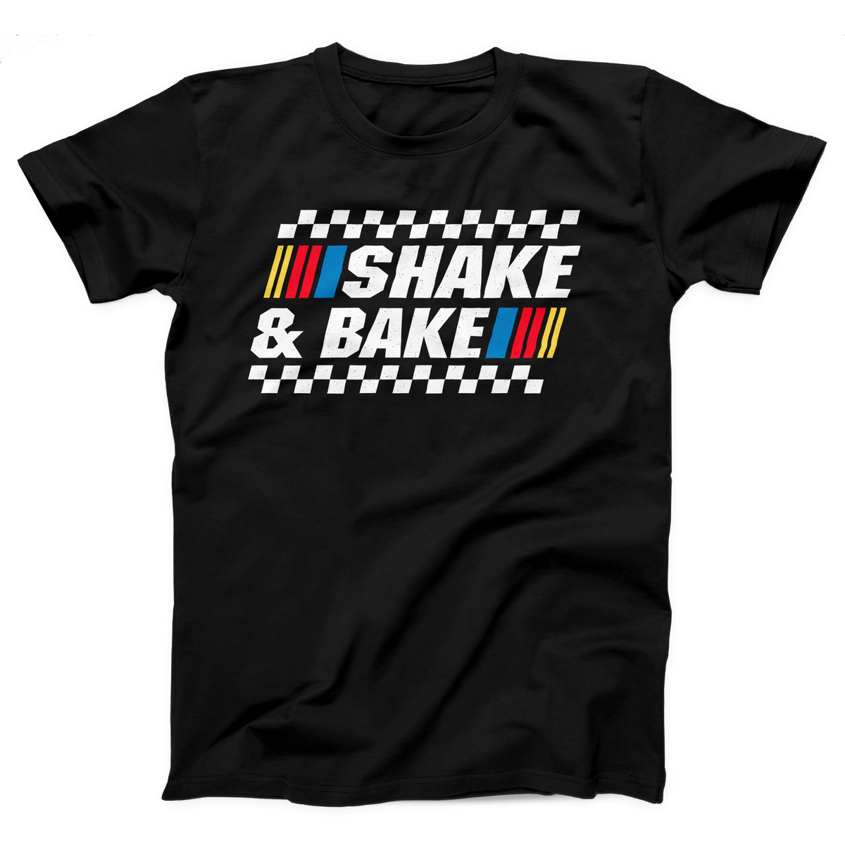 Shake and Bake T-Shirt, flat lay, Black