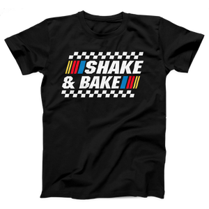 Shake and Bake T-Shirt, flat lay, Black