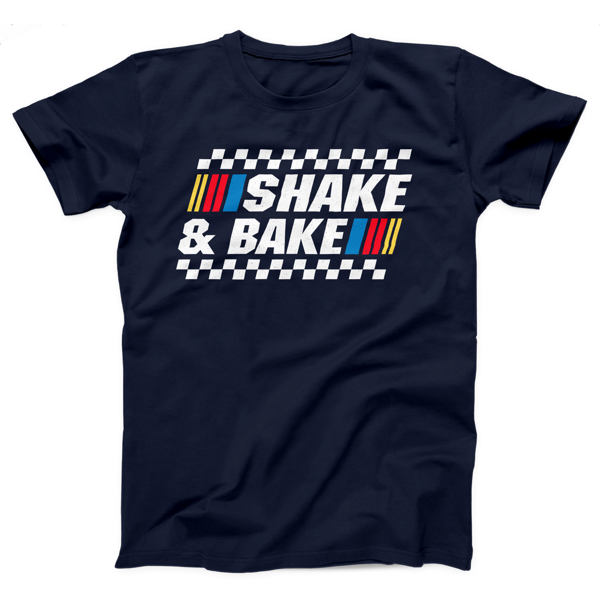 Shake and Bake T-Shirt, flat lay, Navy
