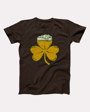 Shamrock Beer T-Shirt, flat lay, Brown