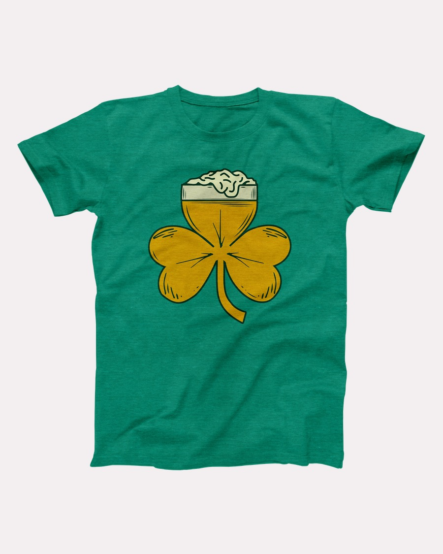 Shamrock Beer T-Shirt, flat lay, Heather Kelly