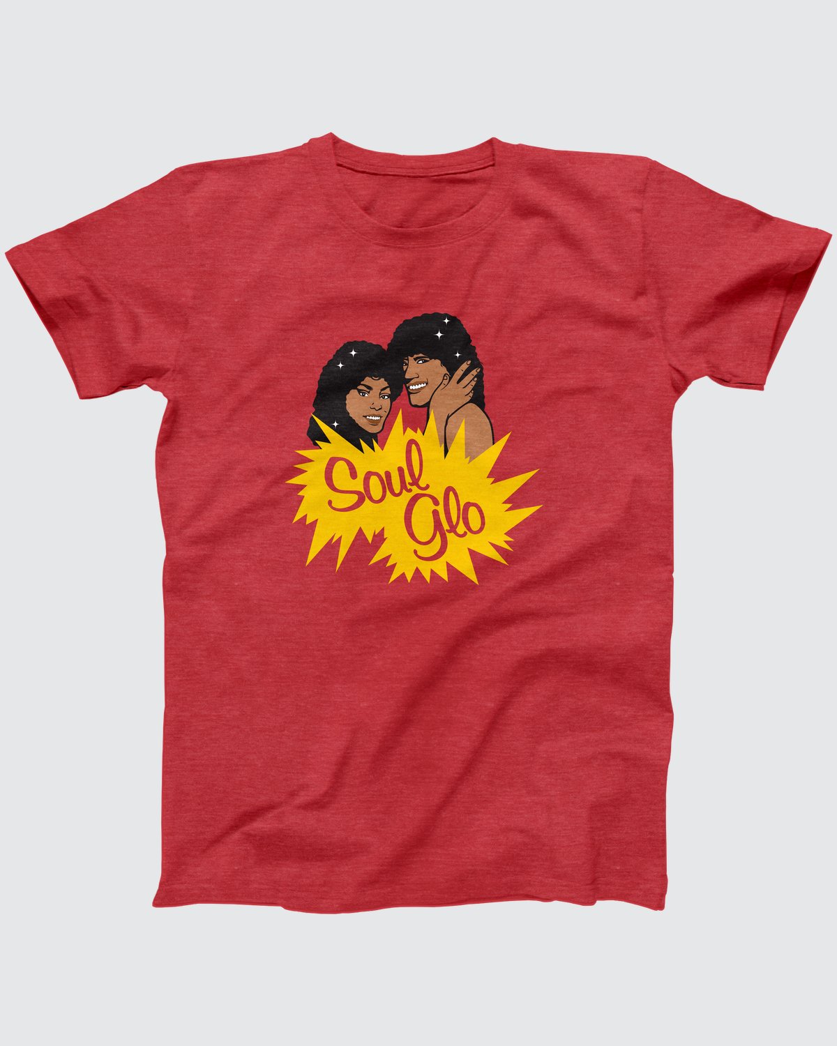 Soul Glo T-Shirt, flat lay on grey