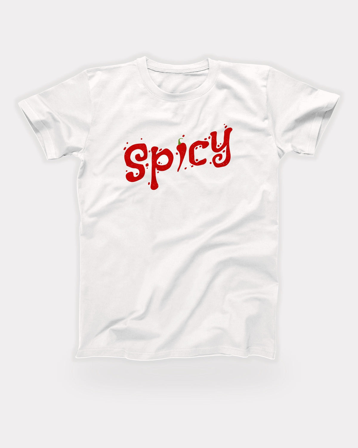 Spicy T-Shirt in White, flat lay on grey
