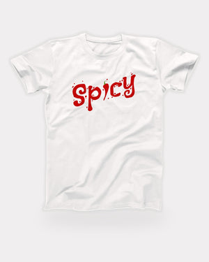 Spicy T-Shirt in White, flat lay on grey