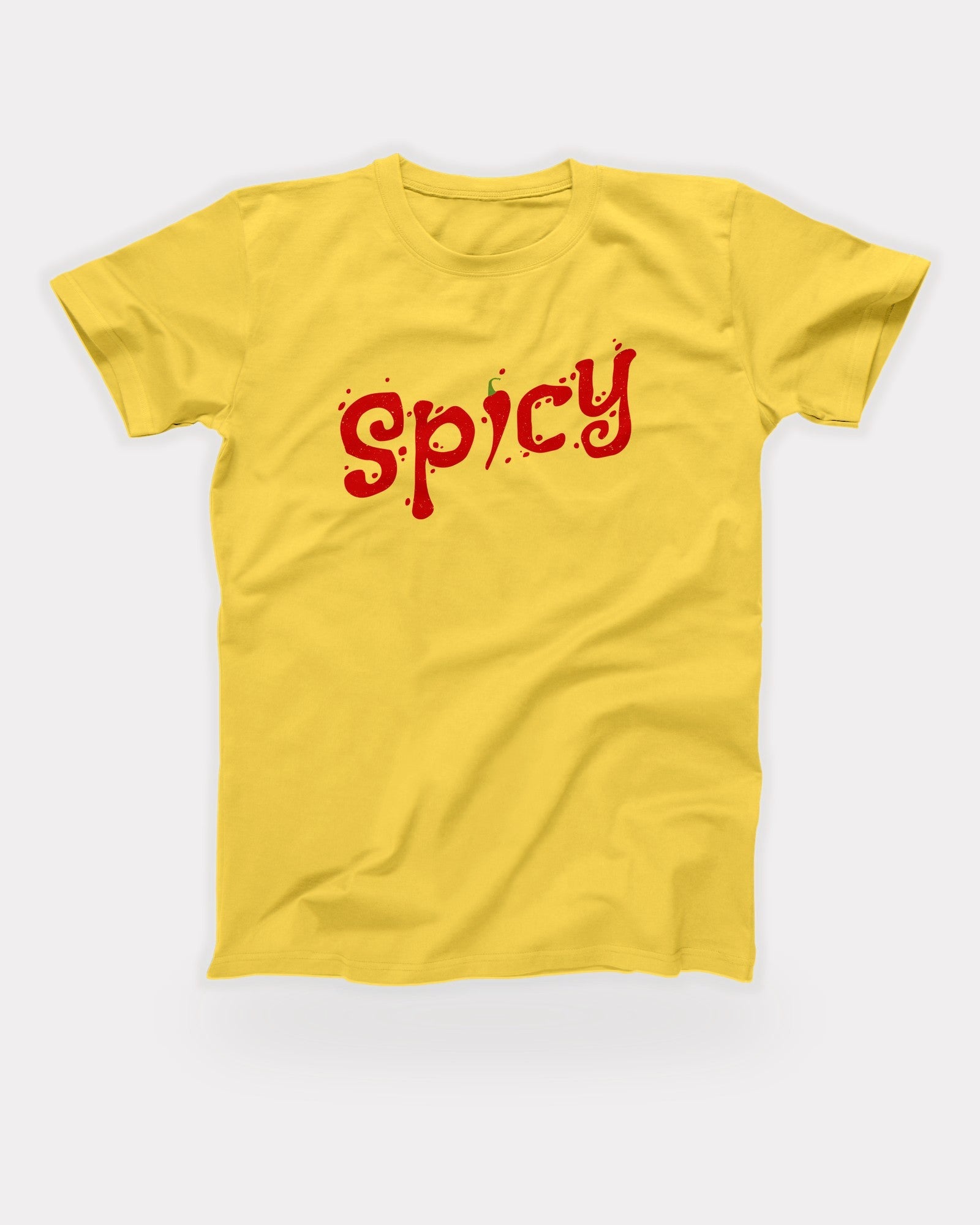 Spicy T-Shirt in Yellow, flat lay on grey