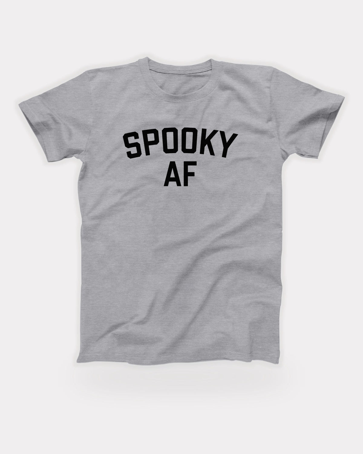 Spooky AF T-Shirt in Athletic Heather, flat lay on grey