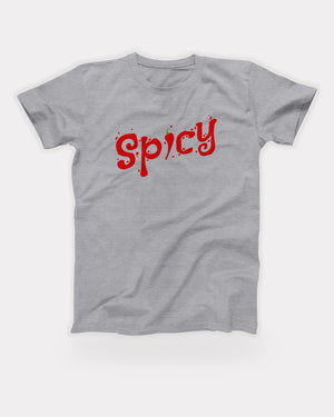 Spicy T-Shirt in Athletic Heather, flat lay on grey
