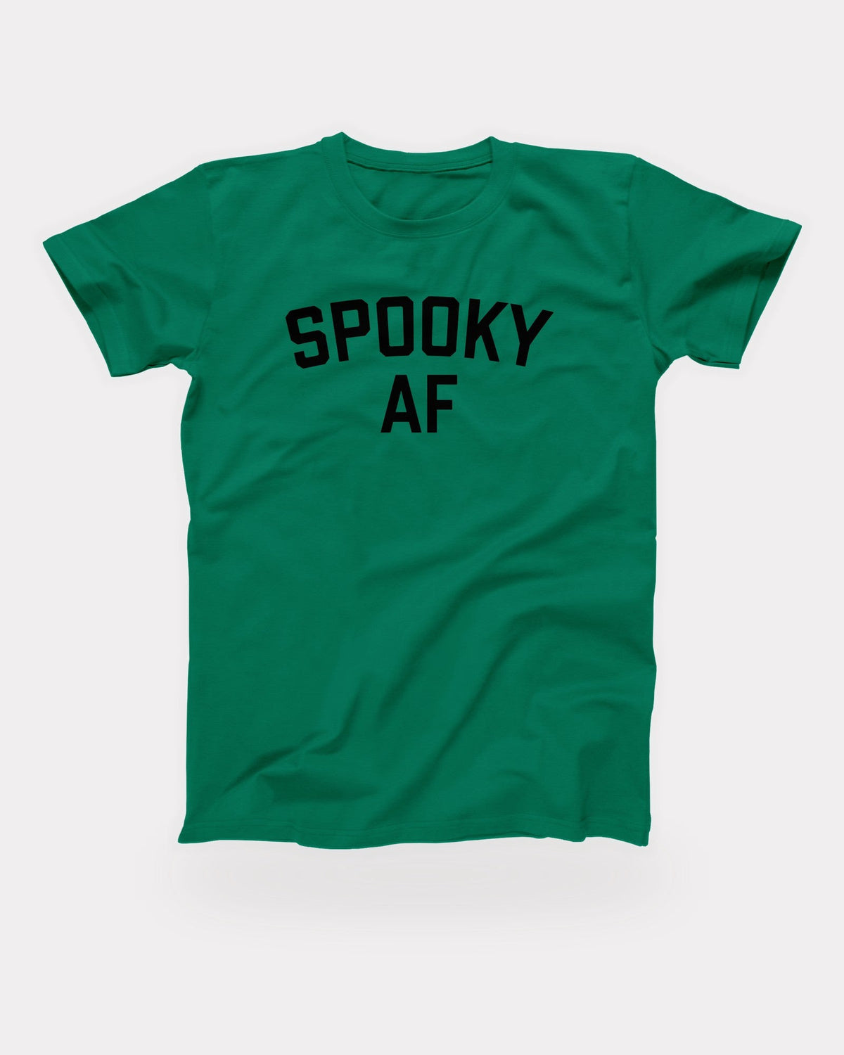 Spooky AF T-Shirt in Kelly, flat lay on grey