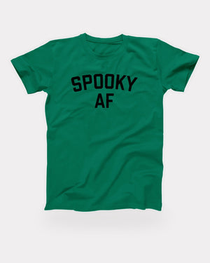 Spooky AF T-Shirt in Kelly, flat lay on grey
