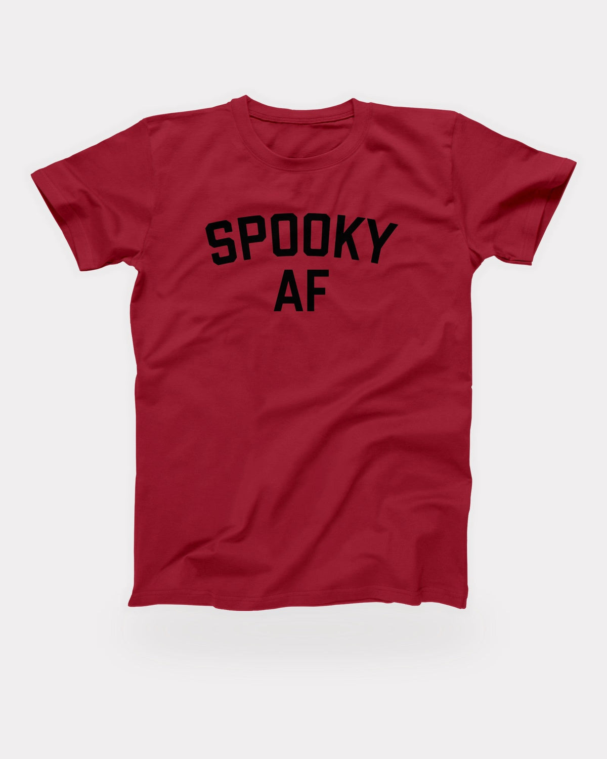 Spooky AF T-Shirt in Red, flat lay on grey