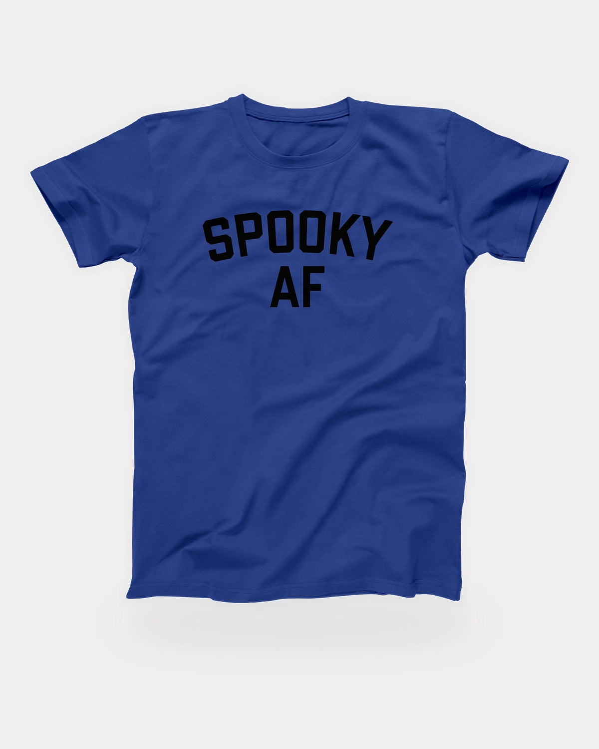 Spooky AF T-Shirt in True Royal, flat lay on grey