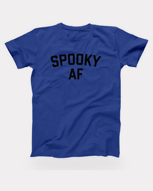 Spooky AF T-Shirt in True Royal, flat lay on grey