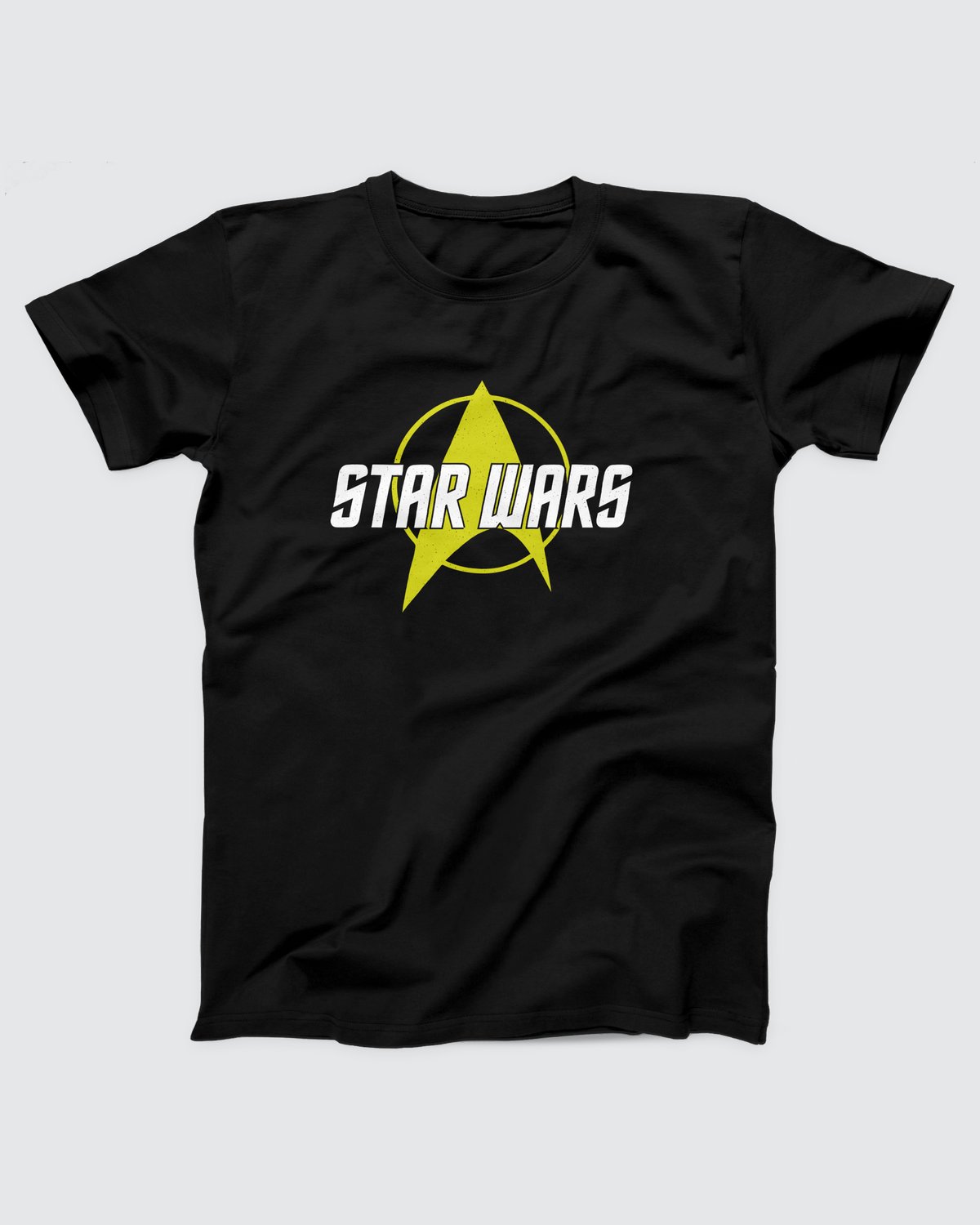 Force Trek t-shirt in Black, flat lay on grey